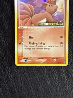 Pokemon Card - Vulpix Emerald 72/106 Common Reverse Holo Stamped - Image 3