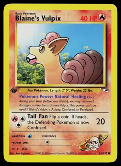 Pokemon Card - Blaine's Vulpix 1st Edition Gym Heroes 65/132 Common - Image 1