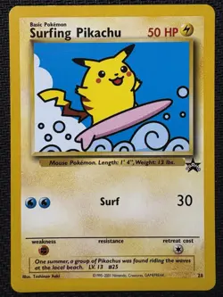 Pokemon Surfing Pikachu #28 Black Star Promo TCG 2001 Wizards WOTC MP Card - Image 1