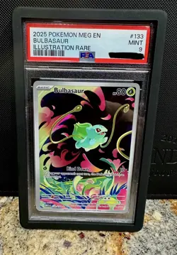 Pokemon TCG Mega Evolution Bulbasaur Illustration Rare Card 133/132 PSA 9 - Image 1