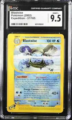 CGC 9.5 MINT+ Blastoise 37/165 Expedition 2002 Pokemon Card Non-Holo Pop 5 - Image 1