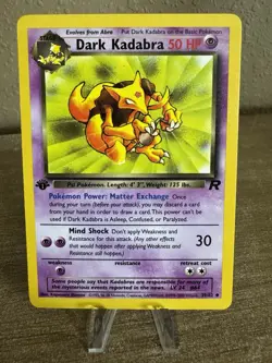 1st Edition DARK KADABRA Non Holo 39/82 Team Rocket Set Pokemon Card - Image 1