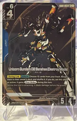 Gundam Card Game Newtype Rising Unicorn 02 Banshee GD01-003 LR+ Holo Foil x1 - Image 2