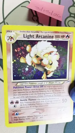 Light Arcanine Neo Destiny Holo Card 12/105 Unlimited Moderately Played - Image 2