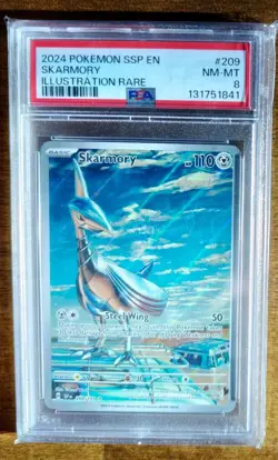 2024 Pokemon Surging Sparks Skarmory 209/191 Illustration Rare IR PSA 8 NM-MT - Image 1