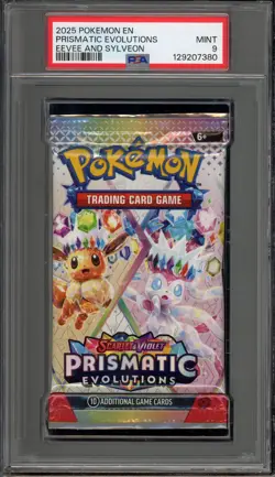 Pokemon Prismatic Evolutions Eevee And Sylveon Art Sealed Booster Pack PSA 9 - Image 1