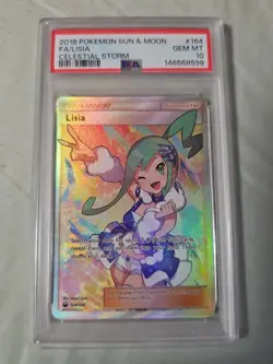 2018 POKEMON PSA 10 LISIA SUN & MOON CELESTIAL STORM #164 FULL ART - Image 1