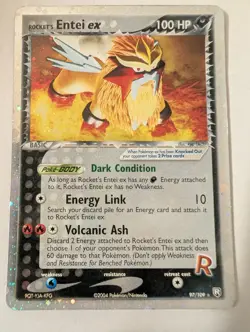 Pokemon Rocket's Entei EX 97/109 Team Rocket Returns Holo (LP) Vintage! - Image 1