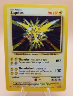 Zapdos Holo Rare Base Set 16/102 Pokemon Card - WOTC 1999 - Image 1