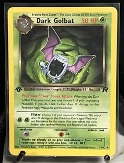 2000 Pokemon Dark Golbat 1st Edition Non-Holo Team Rocket Set #24/82 - Image 1