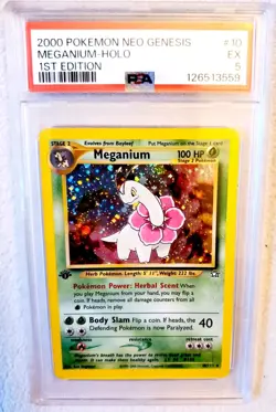 2000 Pokemon MEGANIUM 10 Neo Genesis Holo 1st Edition PSA 5 Rare Holographic - Image 1