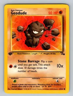 Geodude 1st Edition Pokemon Trading Card Game - Common Fossil 47/62 LP - Image 1