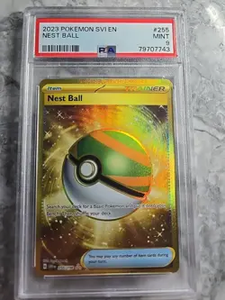 POKEMON 2023 SVI En Hyper Rare NEST BALL Trainer #255 PSA 9 Mint RARE - Image 1