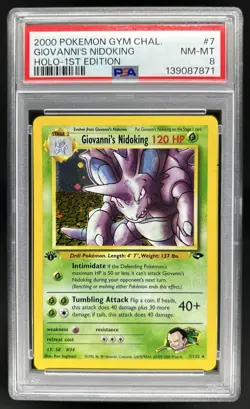 2000 Pokemon Gym Challenge 1st Edition Giovanni's Nidoking #7/132 PSA 8 - Image 1