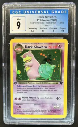 2000 Pokemon Team Rocket First Edition Dark Slowbro Holo #12/82 CGC 9 - Image 1