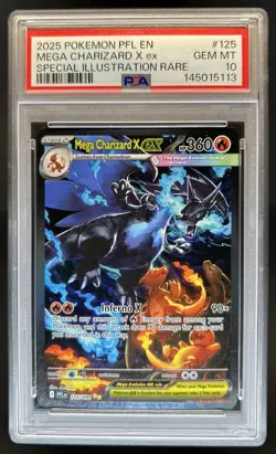 2025 Pokemon PFL Mega Charizard X ex Special Illustration Rare #125/094 PSA 10 - Image 1
