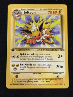 Pokemon TCG Jolteon 1st Edition Jungle non holo Rare 20/64 - Image 1