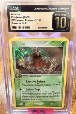 Pokemon Ex Unseen Forces Ariados 2/115 Reverse Holo Stamped CGC Pristine 10 Pop4 - Image 1