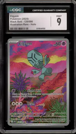Pokemon Elgyem Black Bolt Illustration Rare #120 CGC 9 Mint - Image 1
