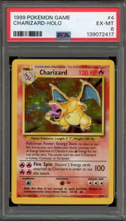 Pokemon Charizard Base Set Unlimited Holo Rare #4 PSA 6 - Image 1