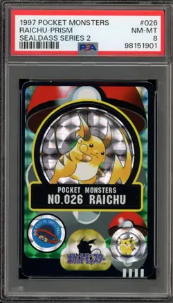 Pokemon Bandai Sealdass Raichu Series 2 Japanese Prism #026 PSA 8 - Image 1
