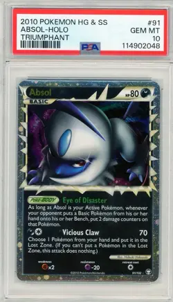 2010 Pokemon Absol Prime Triumphant Holo Ultra Rare #91 PSA 10 Gem Mint - Image 1