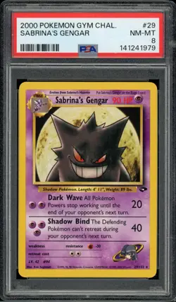 2000 Pokemon Gym Challenge 29 Sabrina's Gengar PSA 8 Near Mint - Image 2