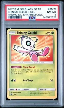 2017 POKEMON SM BLACK STAR PROMO #SM79 SHINING CELEBI-HOLO PSA 8 NM-MT - Image 2
