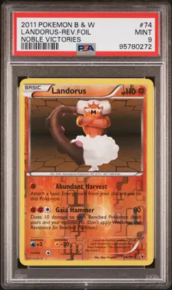 2011 POKEMON B&W NOBLE VICTORIES #74 LANDORUS-REVERSE FOIL PSA 9 - Image 1