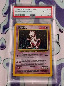1999 POKEMON BASE SET UNLIMITED #10 MEWTWO-HOLO PSA 6 - Image 1