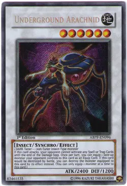 Yugioh! LP Underground Arachnid - ABPF-EN096 - Secret Rare - 1st Edition Lightly - Image 1