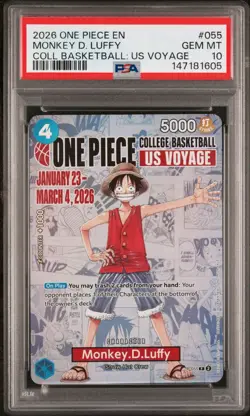 One Piece TCG - Monkey.D.Luffy - College Basketball US Voyage - P-055 - PSA 10 - Image 1
