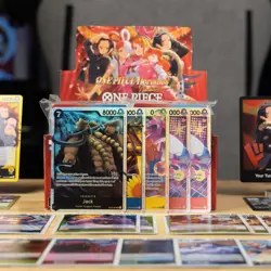 One Piece TCG 502 Card Lot EB03 Common Playset + Mixed Rare SR Leader DON!! Foil - Image 2