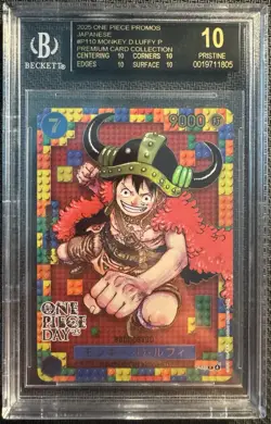 2025 One Piece Promos JPN P-110 Monkey D. Luffy Premium Card BGS 10 BLACK LABEL - Image 1