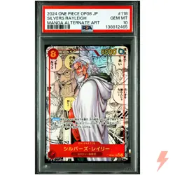 PSA 10 Silvers Rayleigh (Manga Alt Art) OP08-118 ONE PIECE Card Game 2024 #6OK - Image 1