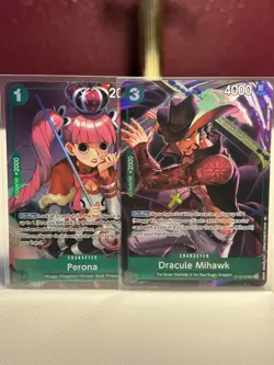 Dracule Mihawk/Perona Illustration Box Holo Foil One Piece TCG NM Promos x2 - Image 1