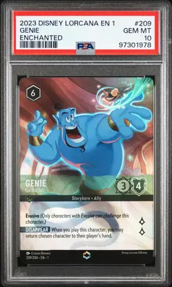 2023 DISNEY LORCANA EN 1-THE FIRST CHAPTER ENCHANTED GENIE - ON THE JOB PSA 10 - Image 1