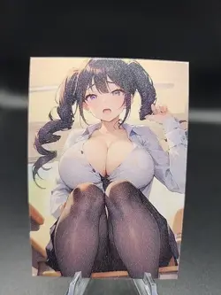 Anime Waifu Black Curly Hair Office Lady Card Doujin ACG Goddess - Image 1