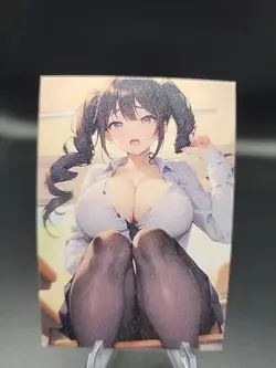Anime Waifu Black Curly Hair Office Lady Card Doujin ACG Goddess - Image 2
