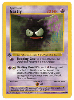 Pokemon Card: Gastly 50/102 1st Edition Shadowless Base Set Vintage Rare! GD - Image 1