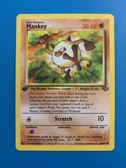 1st Edition Mankey 55/64 Jungle Set Rare Vintage 1999 Pokemon Card - NM - Image 1