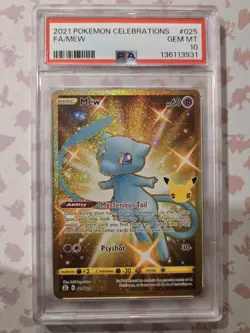 2021 Pokemon Mew TCG (Secret) Celebrations Card #025/025 25th Anniversary PSA 10 - Image 1