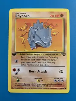 1st Edition Rhyhorn 61/64 Jungle Set Rare Vintage 1999 Pokemon Card - NM - Image 1