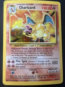Wizards of the Coast Charizard Base Set Holo Rare 120 HP 4/102 Pokemon Card - Image 1