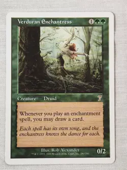 NM Verduran Enchantress 7th Edition Mtg Magic the Gathering - Image 1