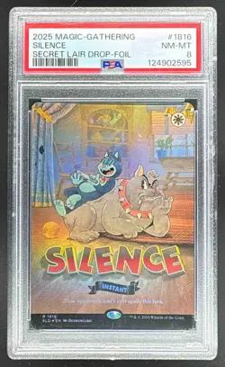 124902595 Silence 2025 Magic: Gathering Secret Lair Drop #1816 Foil PSA 8 - Image 1