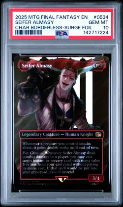 2025 MTG FINAL FANTASY CHARACTER BORDERLESS-SURGE FOIL SEIFER ALMASY PSA 10 - Image 1
