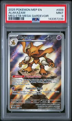2025 POKEMON MEP EN-ME BLACK STAR PROMO #009 ALAKAZAM PSA 9 - Image 1