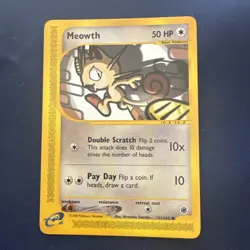 MEOWTH 121/165 Expedition Base Set Vintage WOTC eReader Pokemon Card - Image 1