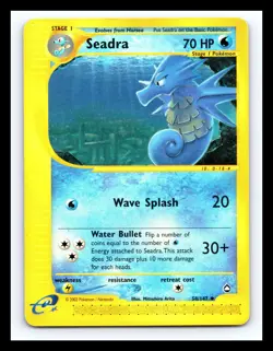 💥 SEADRA 2002 Pokemon Vintage # 58/147 Aquapolis E-Reader Non Holo Foil - Image 1